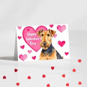 Airedale Terrier Dog Valentine's Greeting Card with Peel and Stick Evenlope
